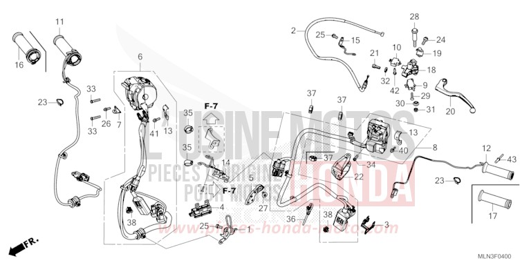 LEVIER DE GUIDON/COMMUTATEUR/CABLE (MT) de Africa Twin MAT BALLISTIC BLACK METALLIC (NHA86) 2024